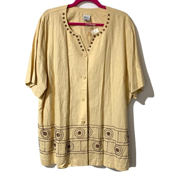 Giorgio Fiorlini Collection Top Shirt / jacket Size 20W Button Front Beaded NWT - Picture 1 of 10